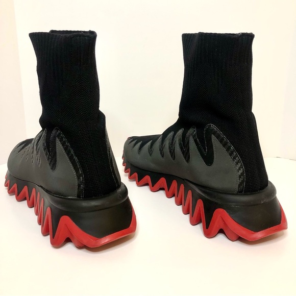 Christian Louboutin Paris - Sharky Sock Uomo Plat Black Men’s Size 12 US / 45 EU - Picture 11 of 16
